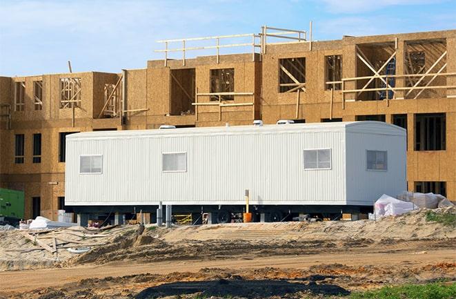 office trailers and equipment rental at a construction site in Encino